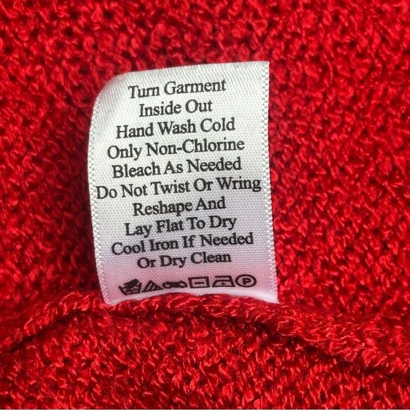 Coldwater Creek Embroidered Sweater Red Cottagecore Heart Tree Floral Sz Medium - Picture 12 of 12